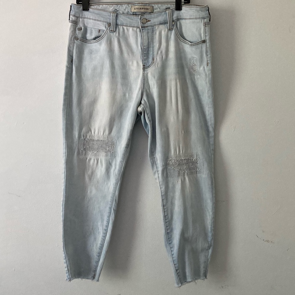 Liverpool Crop Ankle Distressed Skinny Jean 12P